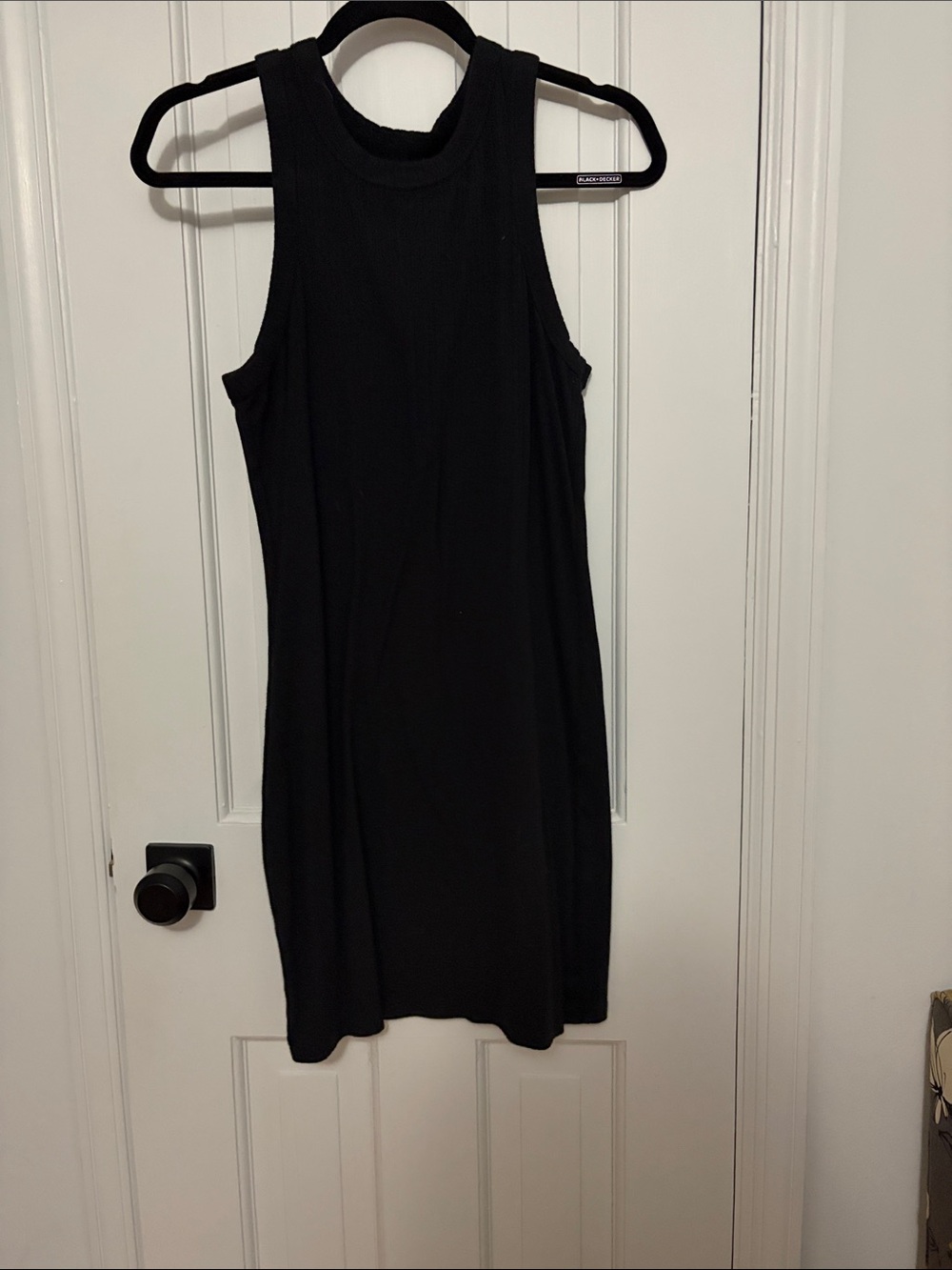 SO Black Ribbed High-Neck Sleeveless Mini Dress